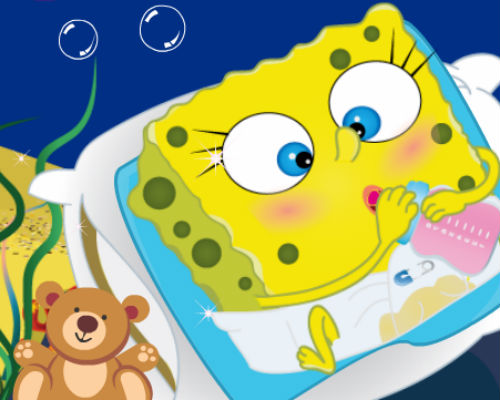 Baby SpongeBob Diaper Change
