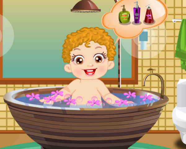 Cute Little Baby Bathing